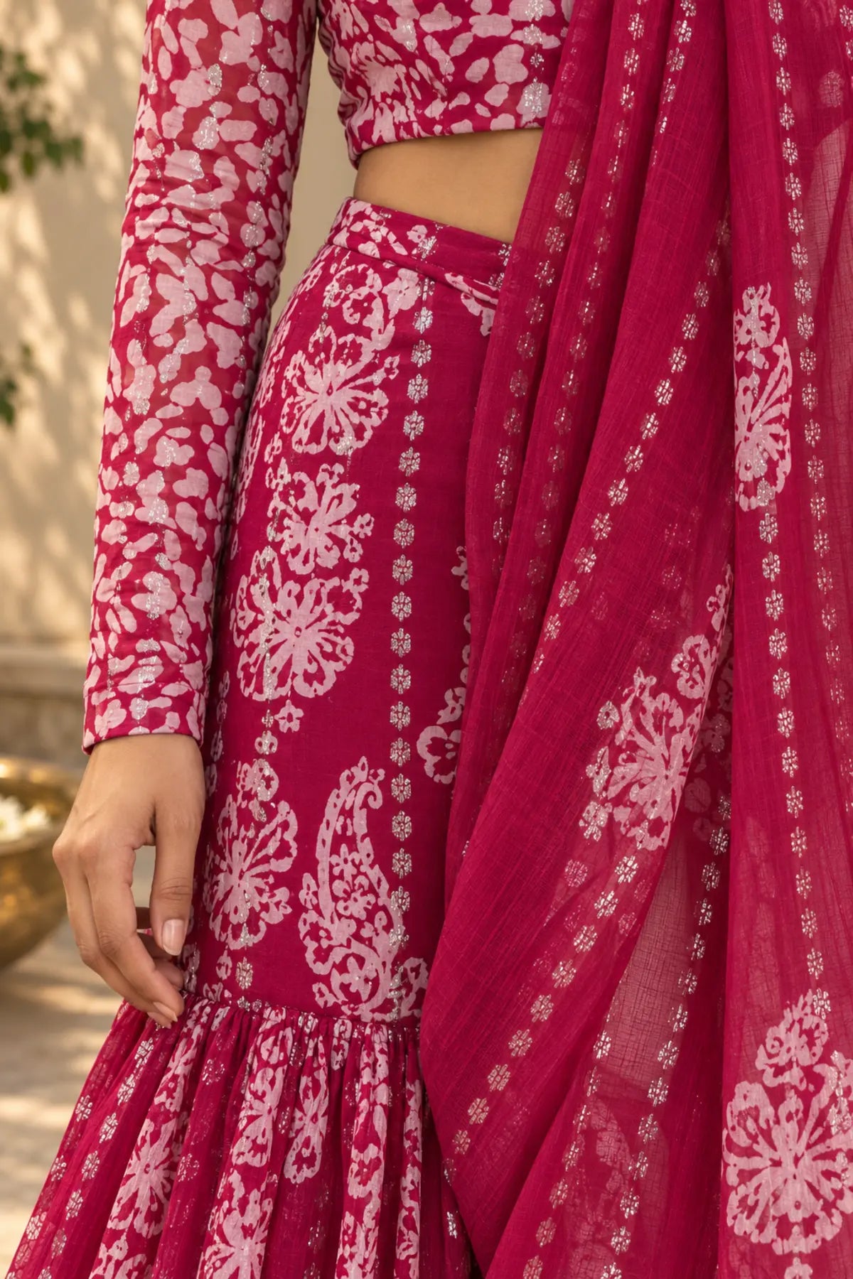 Kira Batik Drape Saree Set – fabric textile detail | handcrafted batik ethnic wear for women | Shades of You