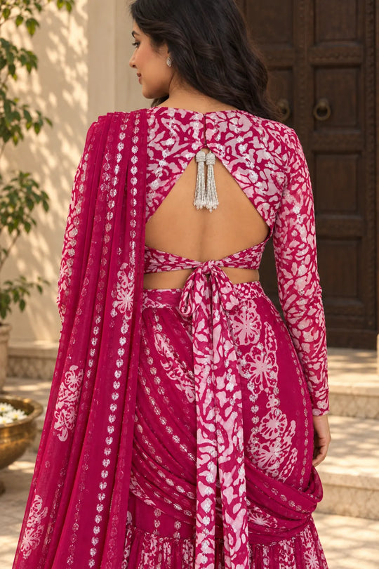 Kira Batik Drape Saree Set – back tie detail | handcrafted batik ethnic wear for women | Shades of You, detail