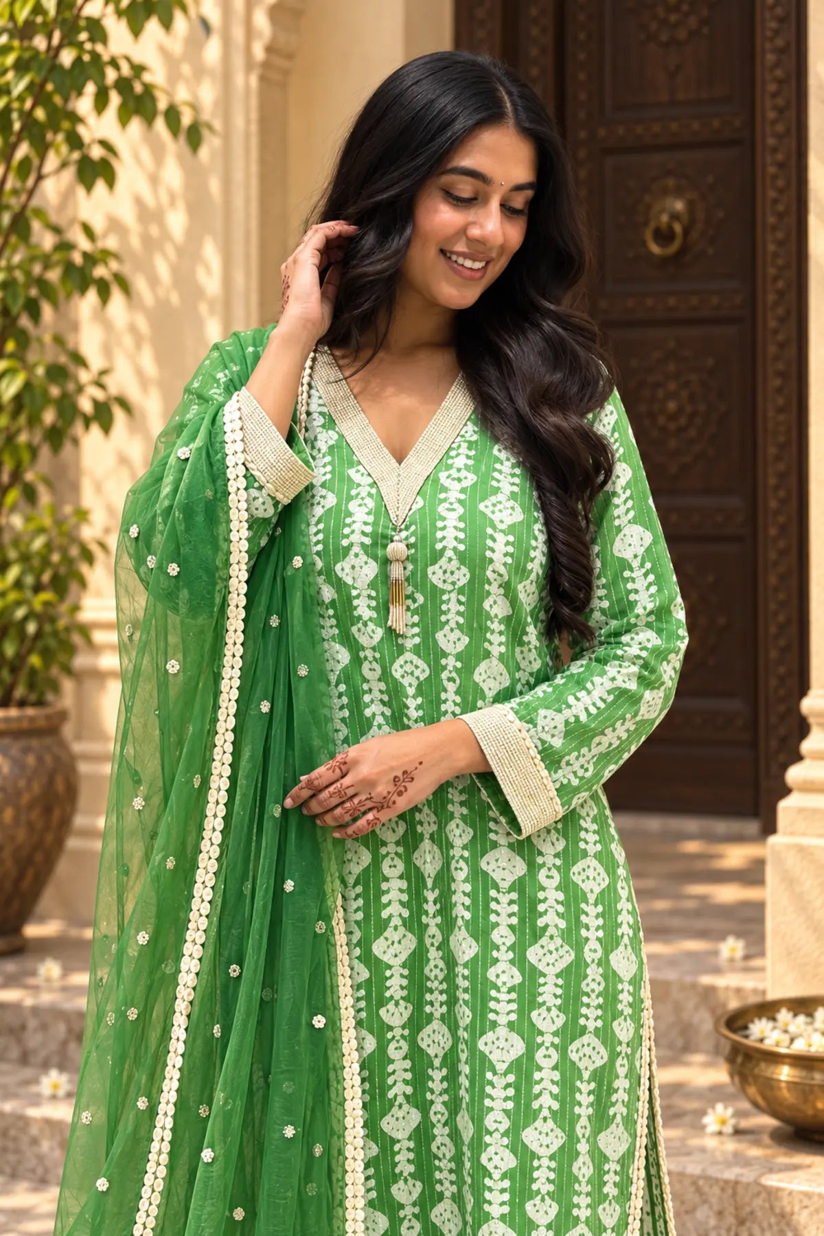 Mehrya Green Batik Set - lifestyle shot