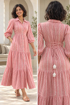 Miss Rose check batik corset dress - front and back view side by side