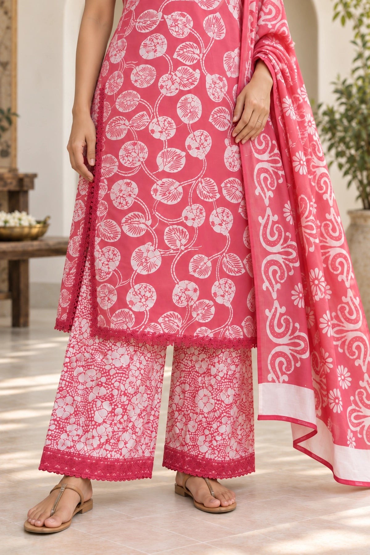 Rani Van Batik Suit Set – hem and palazzo detail | handcrafted batik ethnic wear for women | Shades of You
