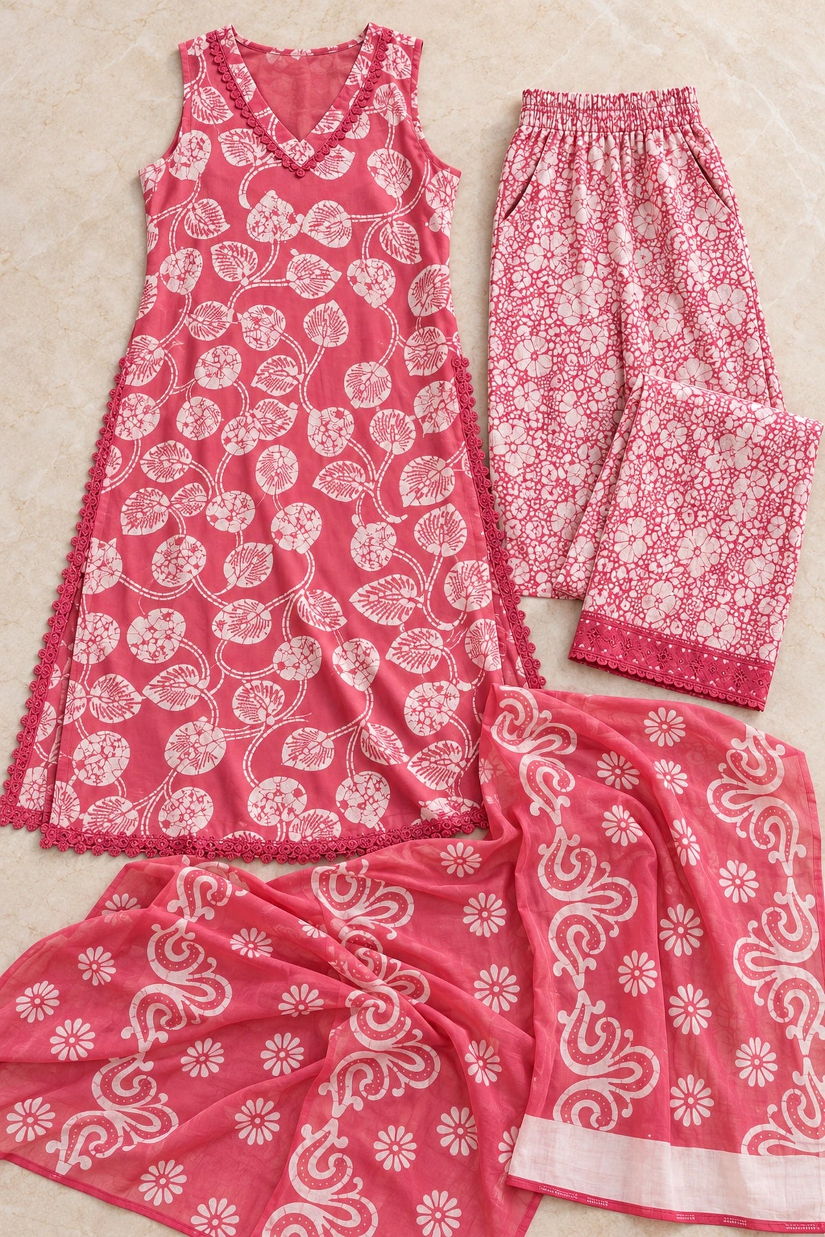 Rani Van Batik Suit Set – flat lay | handcrafted batik ethnic wear for women | Shades of You