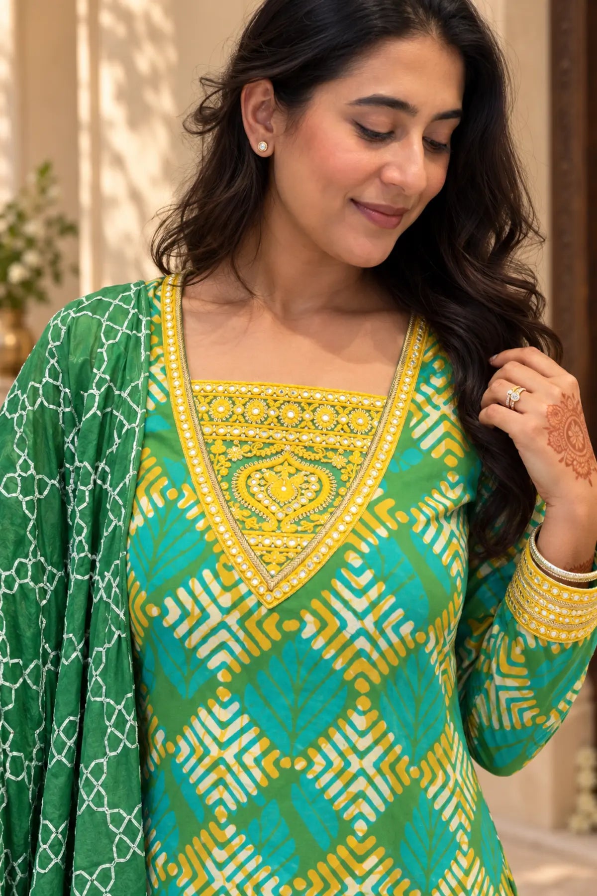 Saanjh Batik Sharara Ensemble - side view
