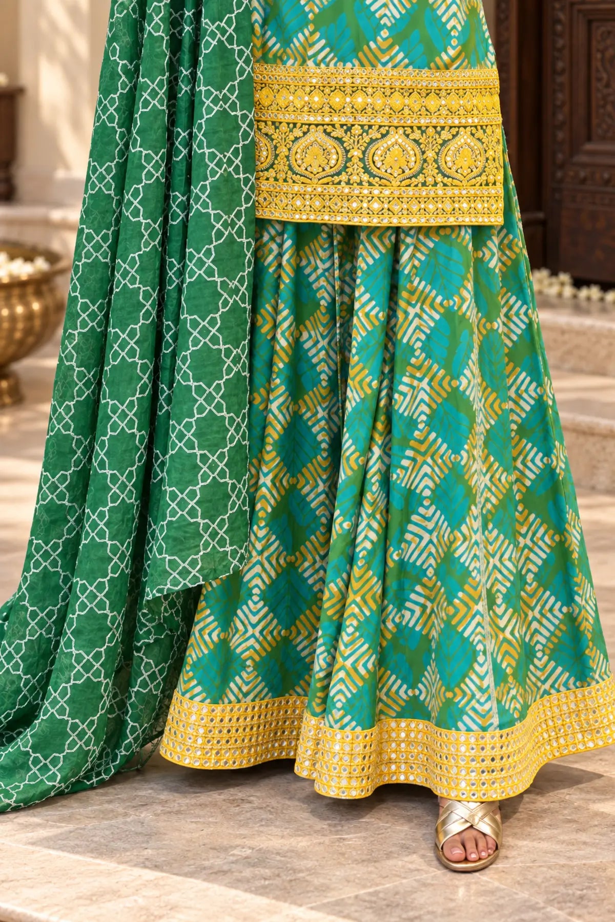 Saanjh Batik Sharara Ensemble - back view