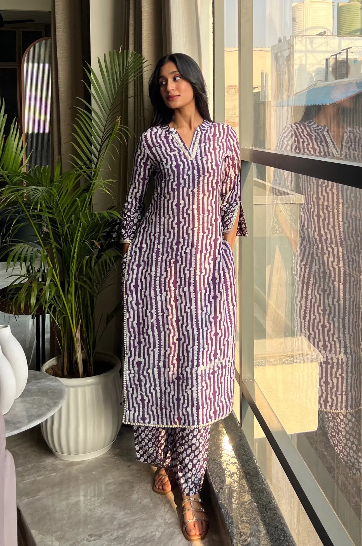 Batik Crazy In Love Suit Set - Wine