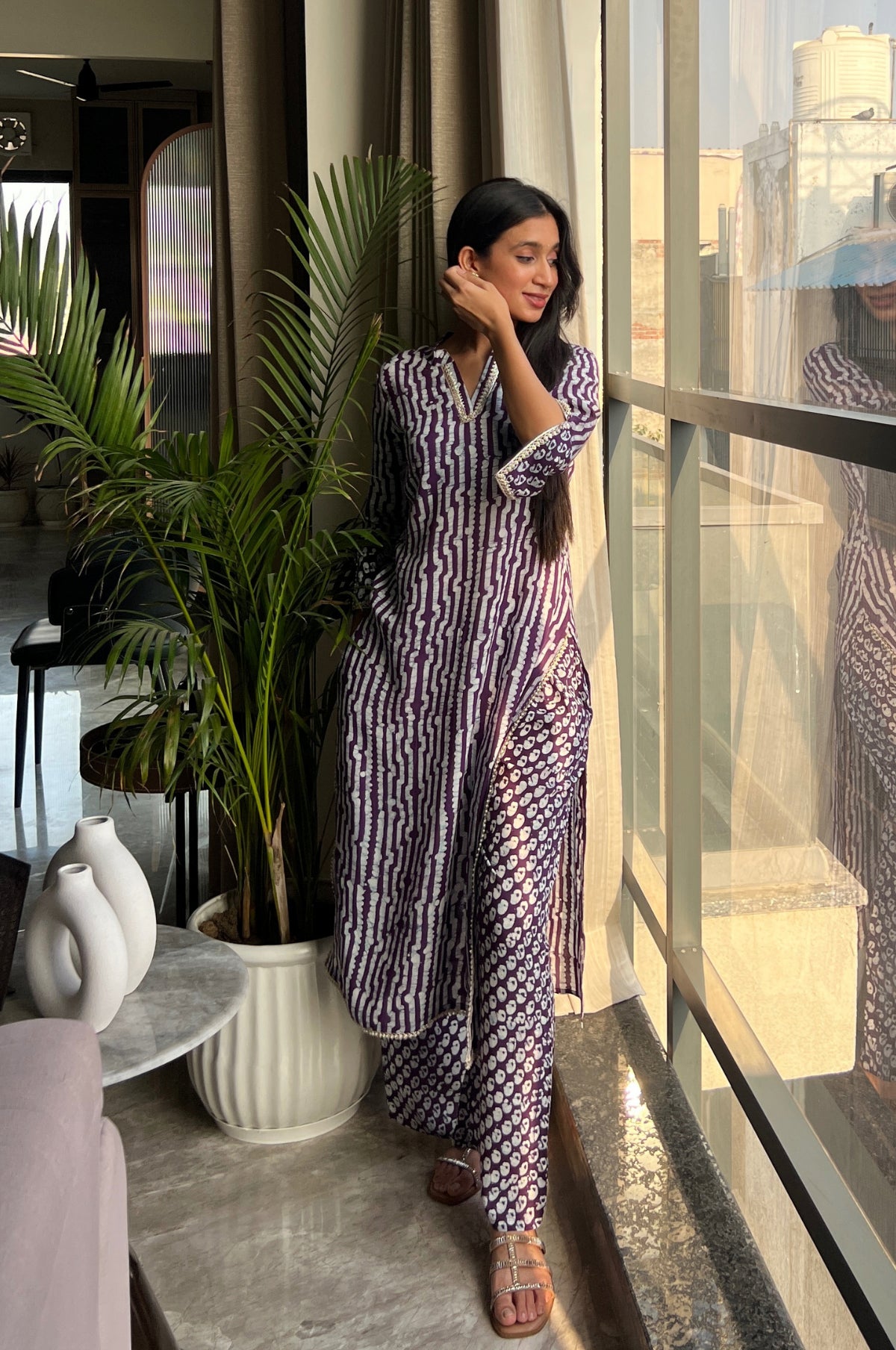 Batik Crazy In Love Suit Set - Wine