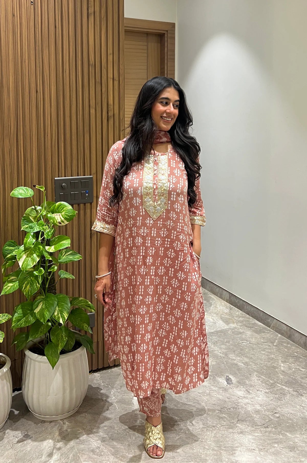 Batik Desert Glow Suit Set – side view | handcrafted batik ethnic wear for women | Shades of You