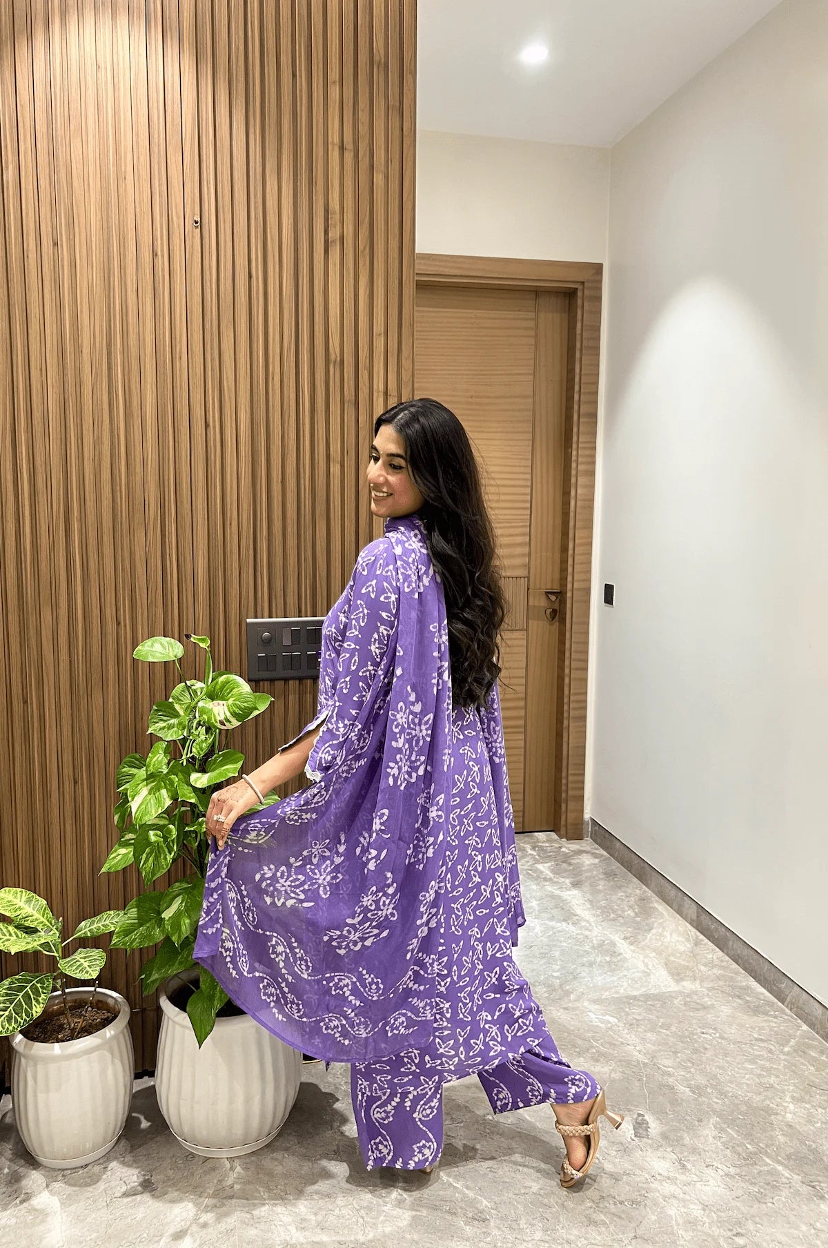 Batik Purple Bloom Suit Set