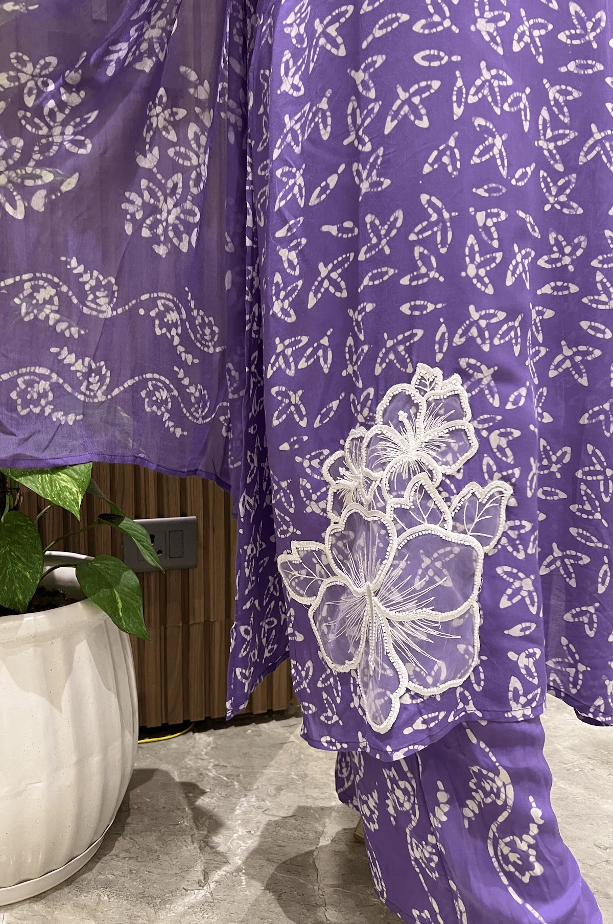 Batik Purple Bloom Suit Set