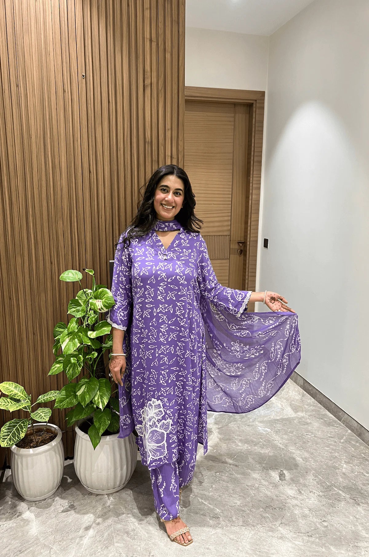 Batik Purple Bloom Suit Set