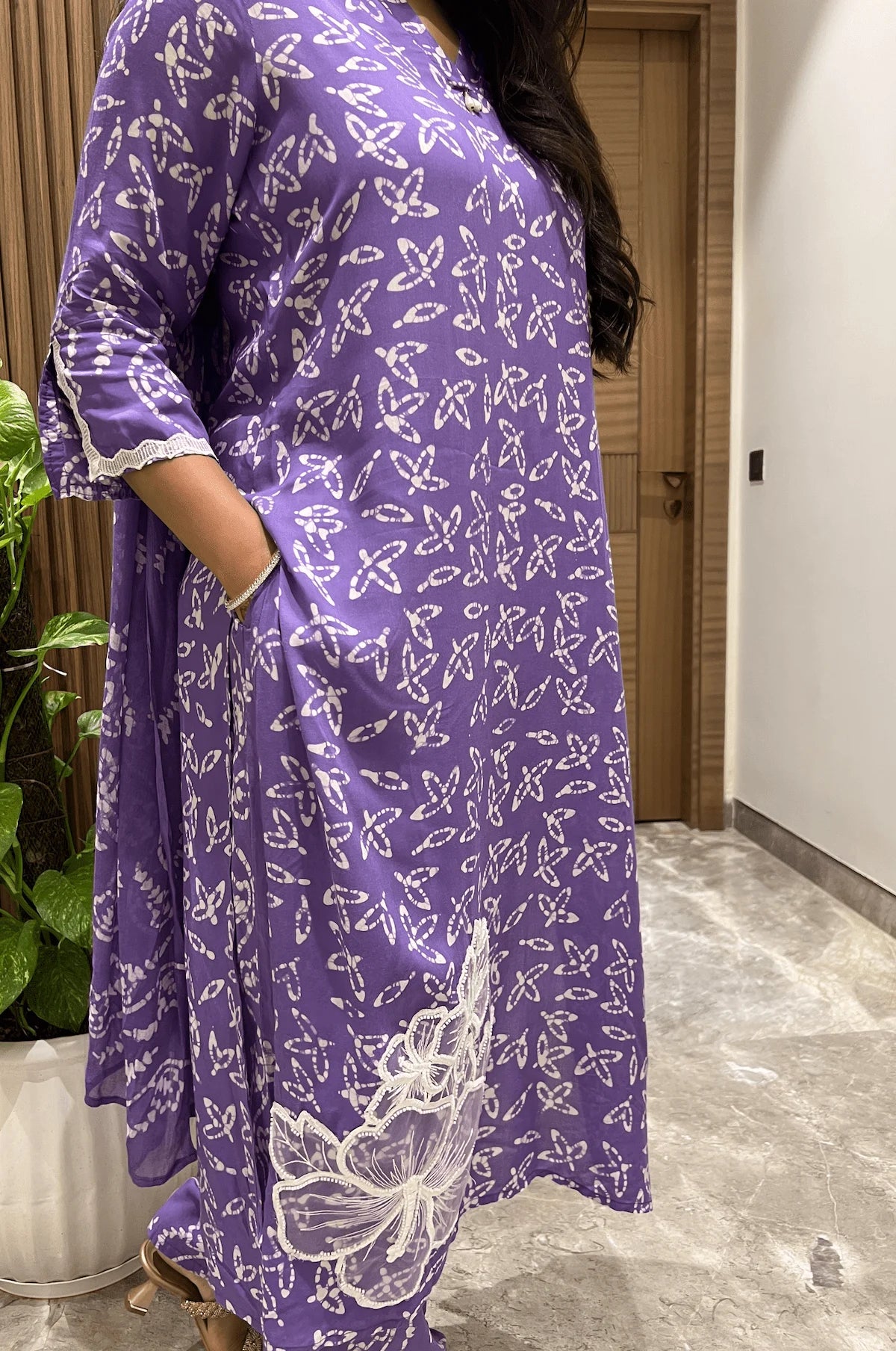 Batik Purple Bloom Suit Set