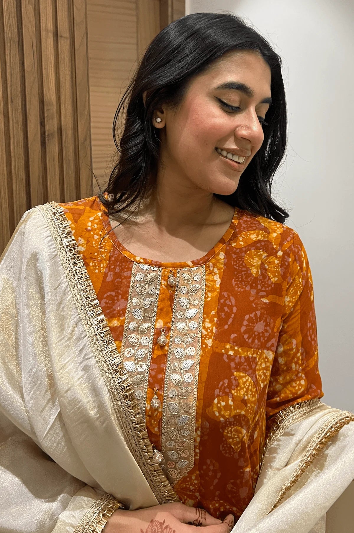 Autumn Glow Batik Suit Set – styled look | handcrafted batik ethnic wear for women | Shades of You