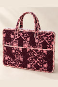Wine Pink Floral Quilted Batik Laptop Bag