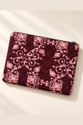 Wine Pink Floral Quilted Batik Laptop Sleeve