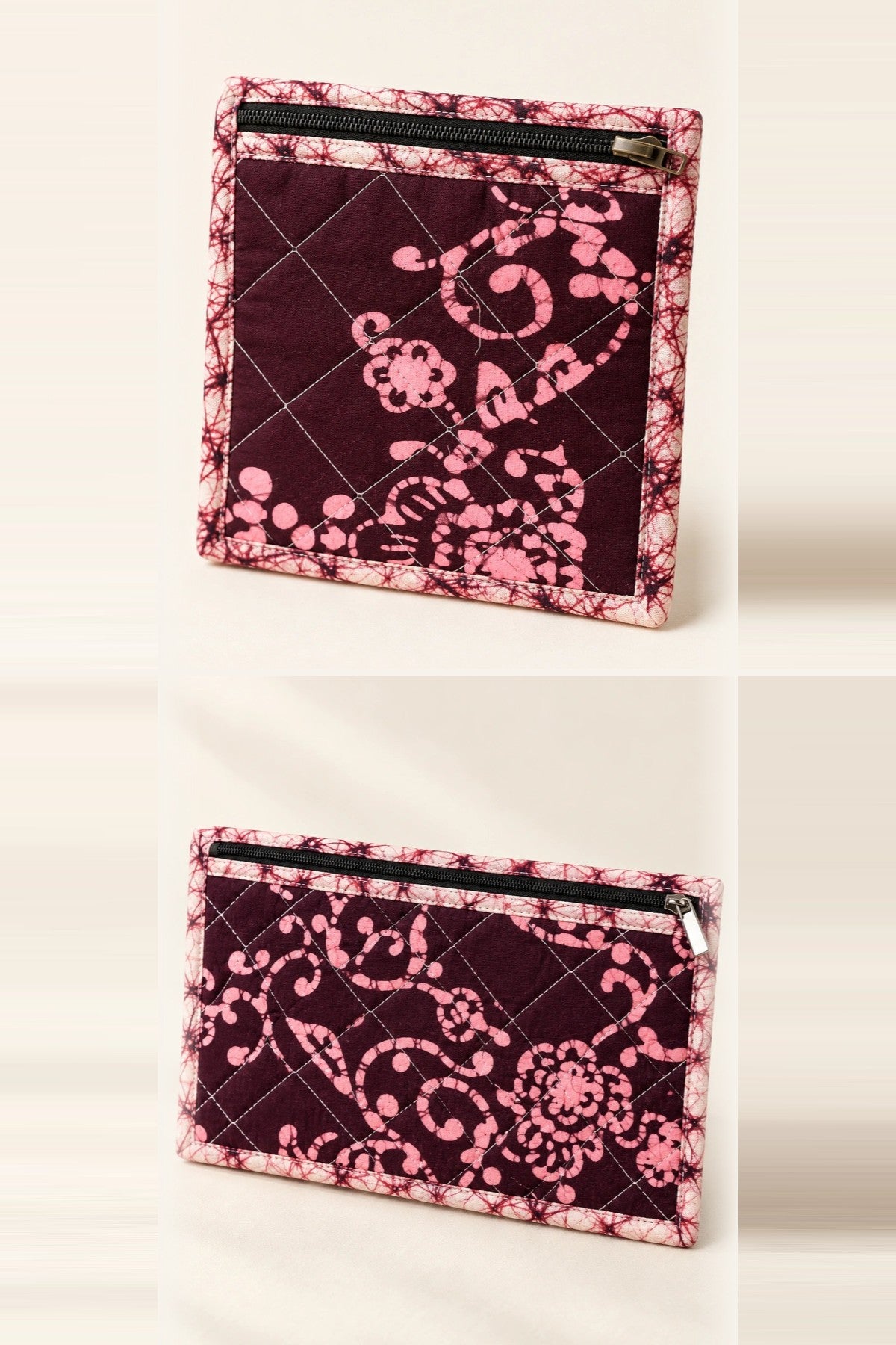Wine Pink Floral Little Gift: coin pouch and small pouch, in one batik print | Shades of You
