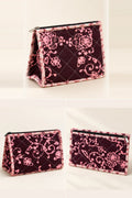 Wine Pink Floral Pouch Trio