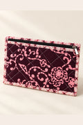 Wine Pink Floral Quilted Batik Small Pouch