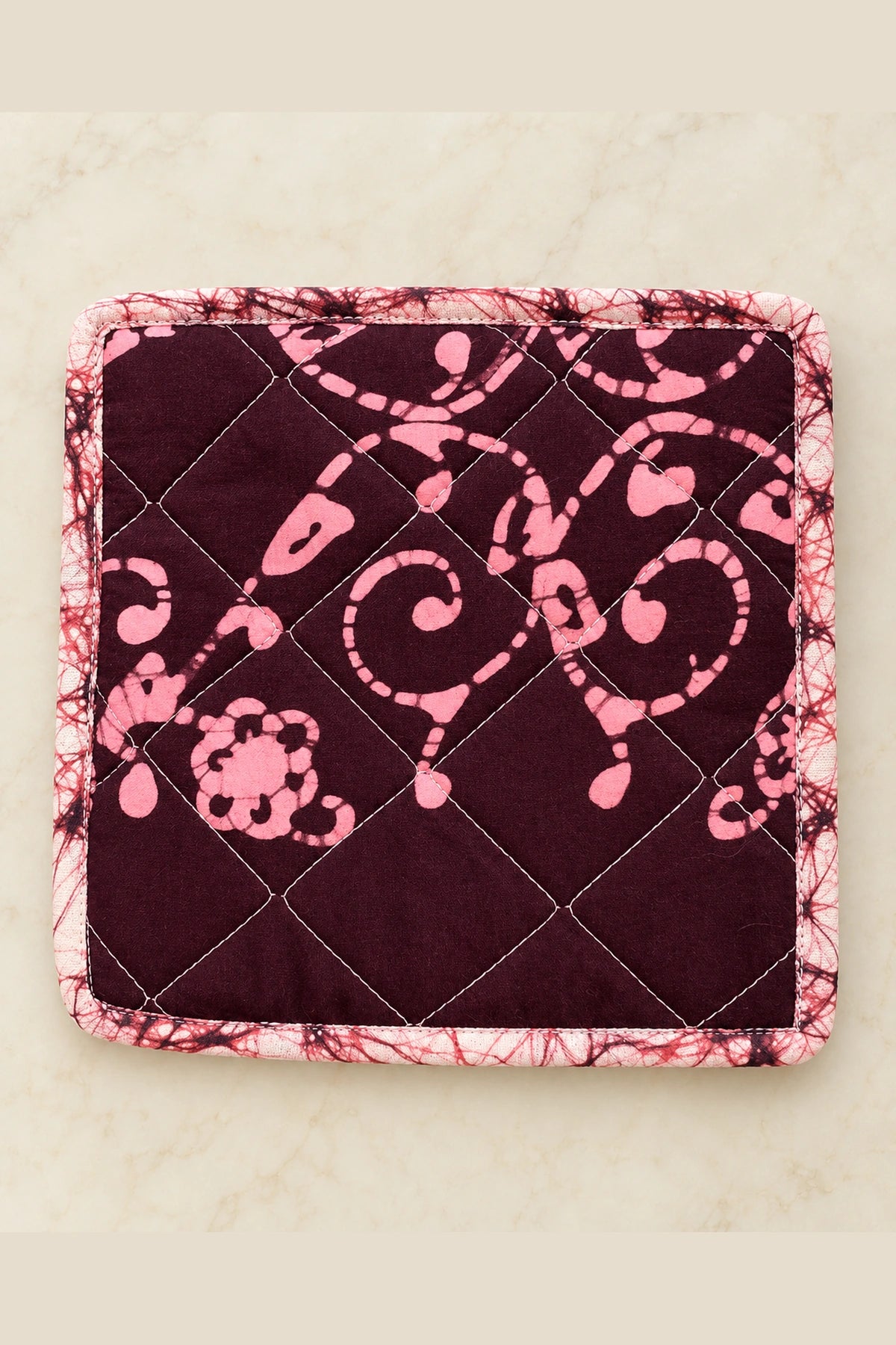 Coin Pouch in Wine Pink Floral print – back view | Shades of You